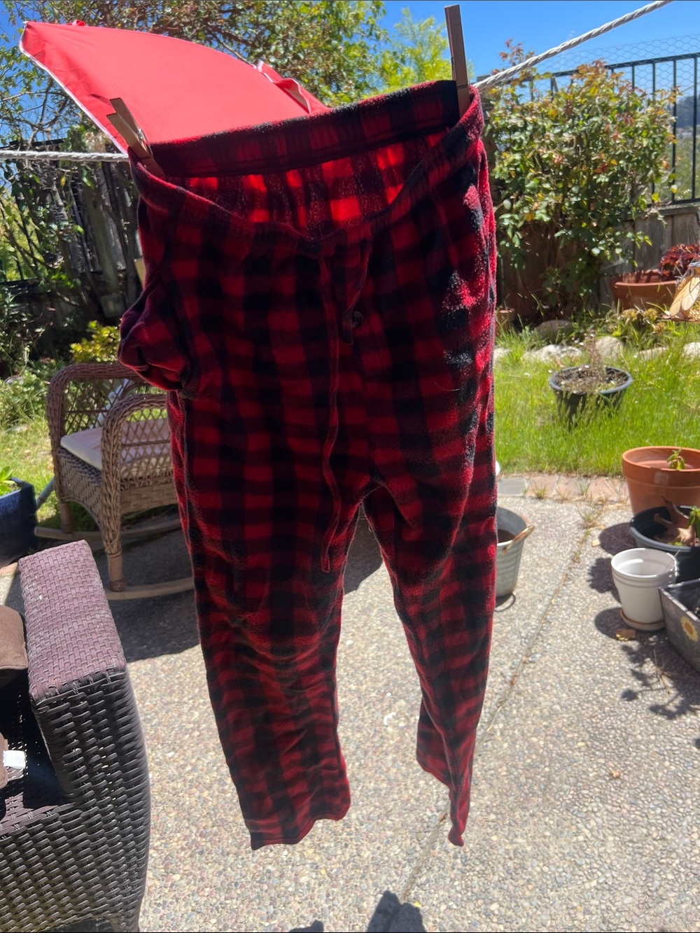 Young Boys Red and Black Buffalo Plaid Fleece Lounge Pants